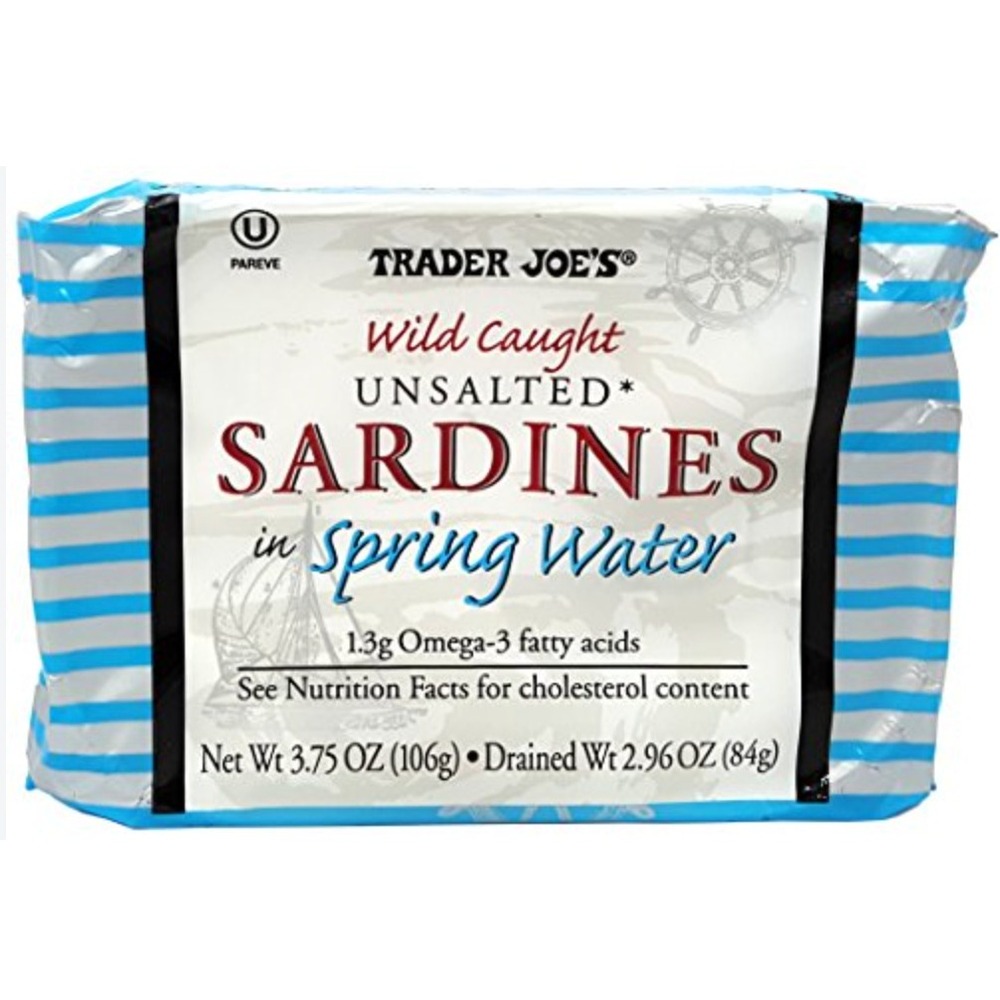 3 pack Trader Joes Wild Caught Unsalted Sardines in Spring Water 3.75 oz Can